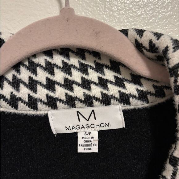 Magaschoni Double Breasted Notch Lapel Cropped Houndstooth Knit Jacket Small - Picture 6 of 10